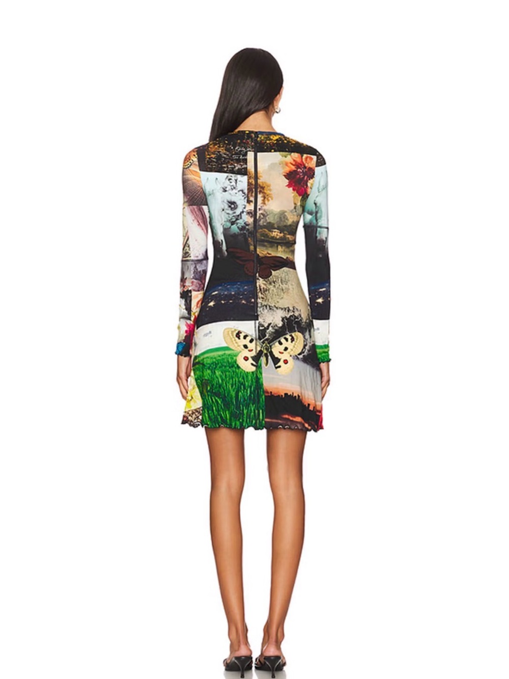 Alice + Olivia Delora Paneled Patchwork Mini Dress Dark Romantic Whimsi Goth - Picture 4 of 8